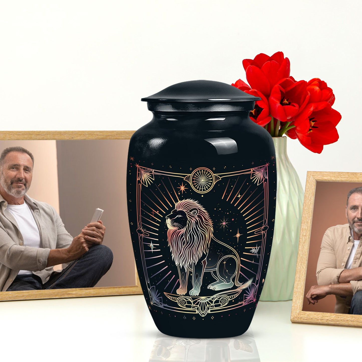  Zodiac Urn, large memorial urn for adult male ashes