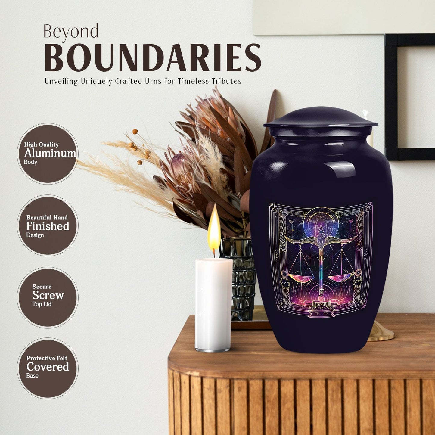  Classic Aluminum Zodiac Urn for Human Cremation Ashes