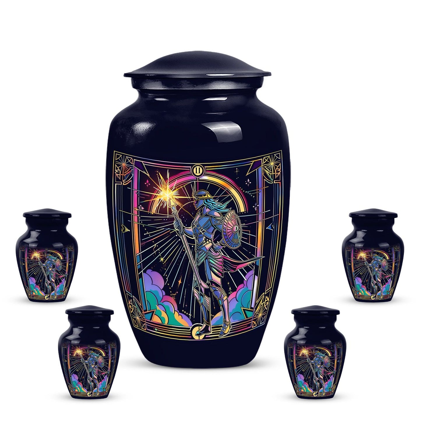 Classic 10 inch Zodiac Urn, large memorial aluminum urn.
