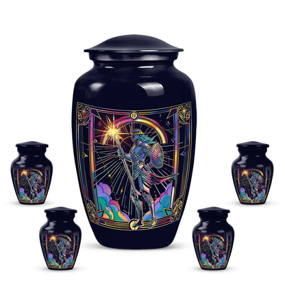 Classic 10 inch Zodiac Urn, large memorial aluminum urn.