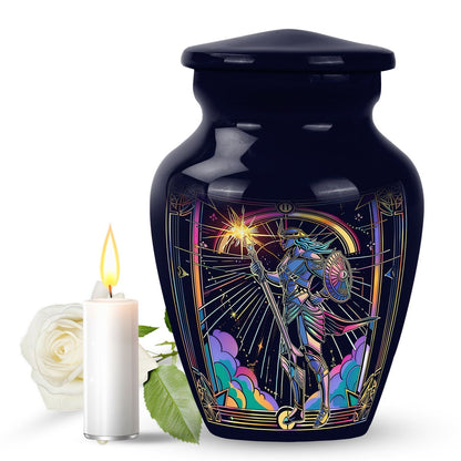 Classic 10 inch Zodiac Urn, large memorial aluminum urn.