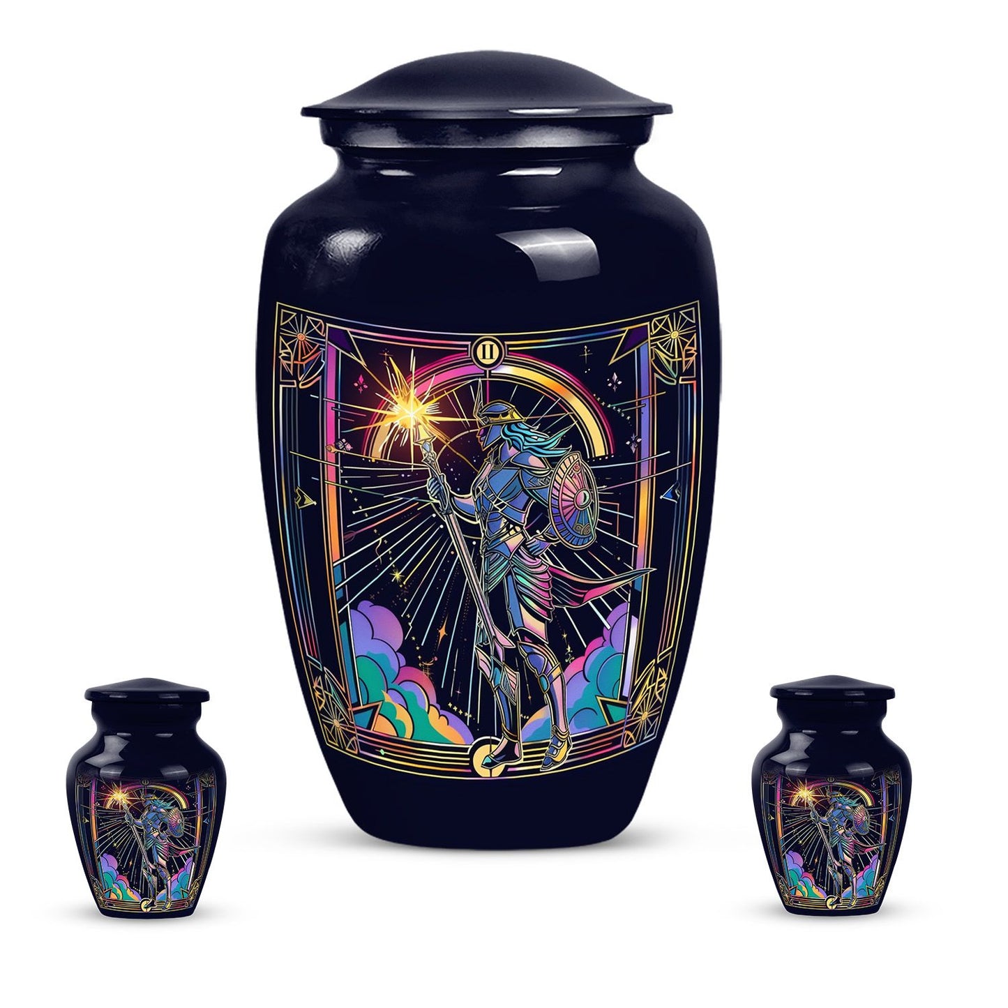 Classic 10 inch Zodiac Urn, large memorial aluminum urn.