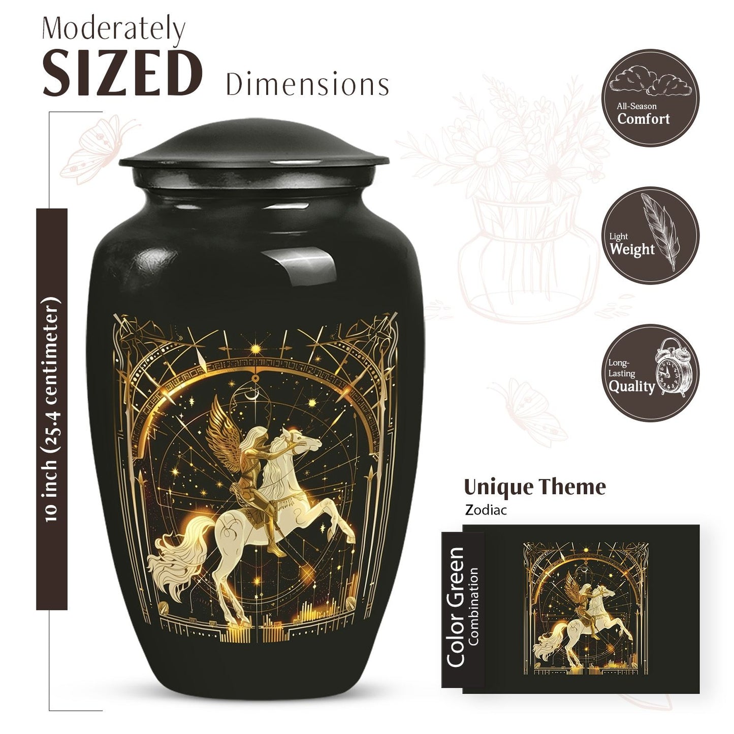 Zodiac Burial Urn for Adult Ashes