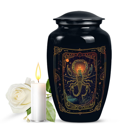 10-inch classic abstract design zodiac urn.