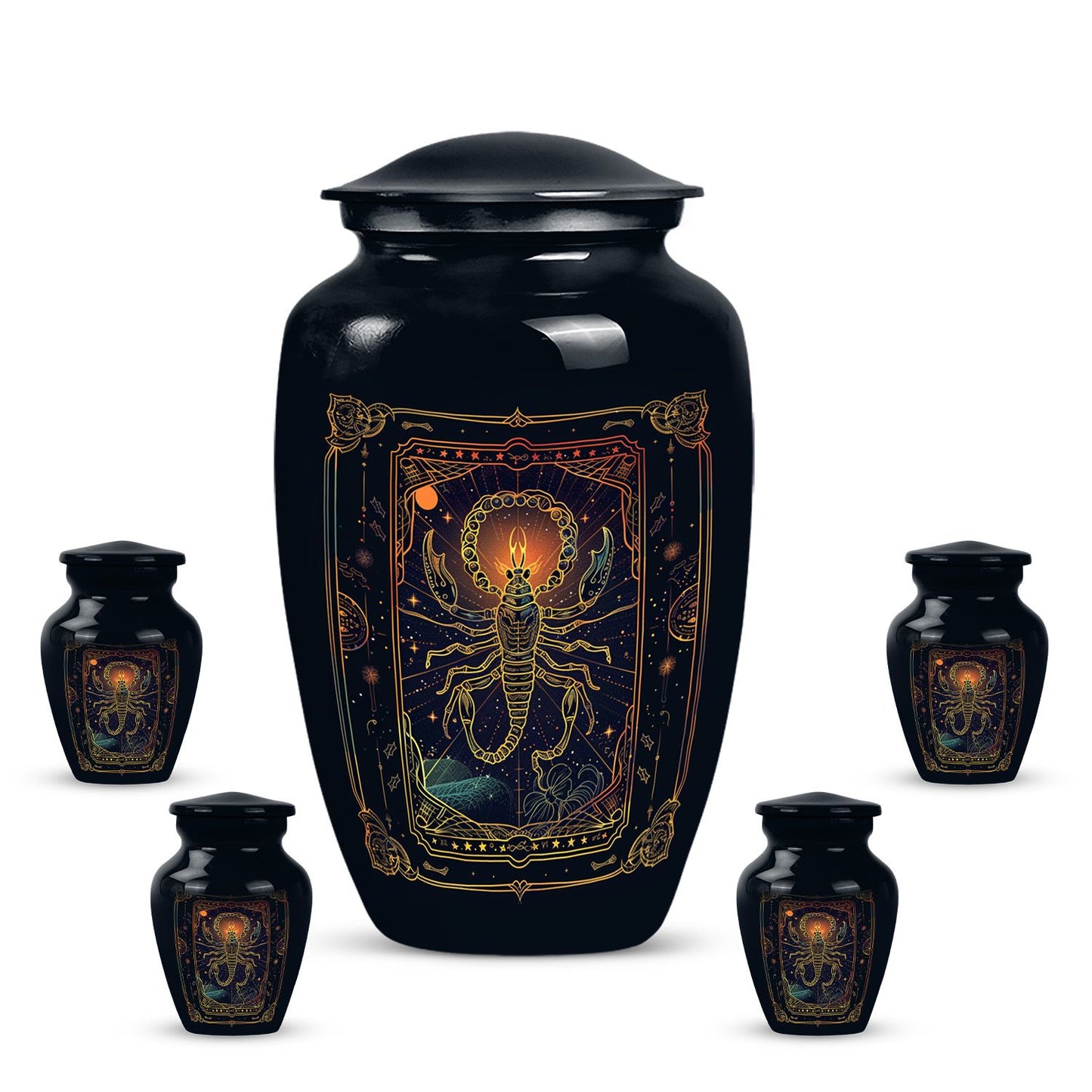 10-inch classic abstract design zodiac urn.
