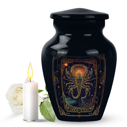 10-inch classic abstract design zodiac urn.