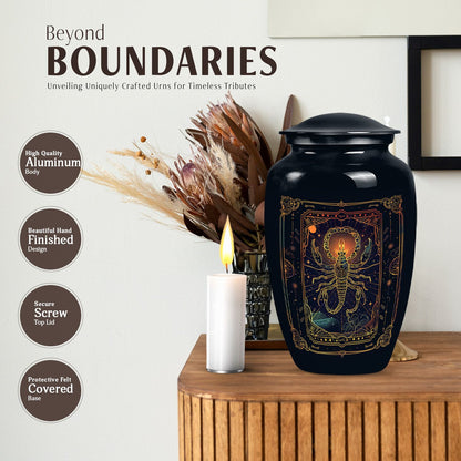 10-inch classic abstract design zodiac urn.