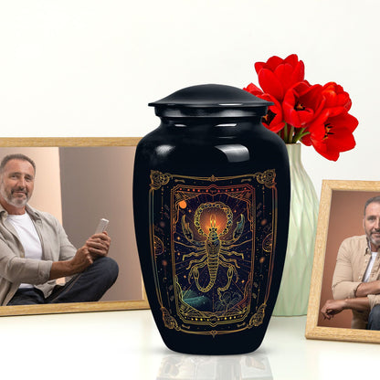 10-inch classic abstract design zodiac urn.