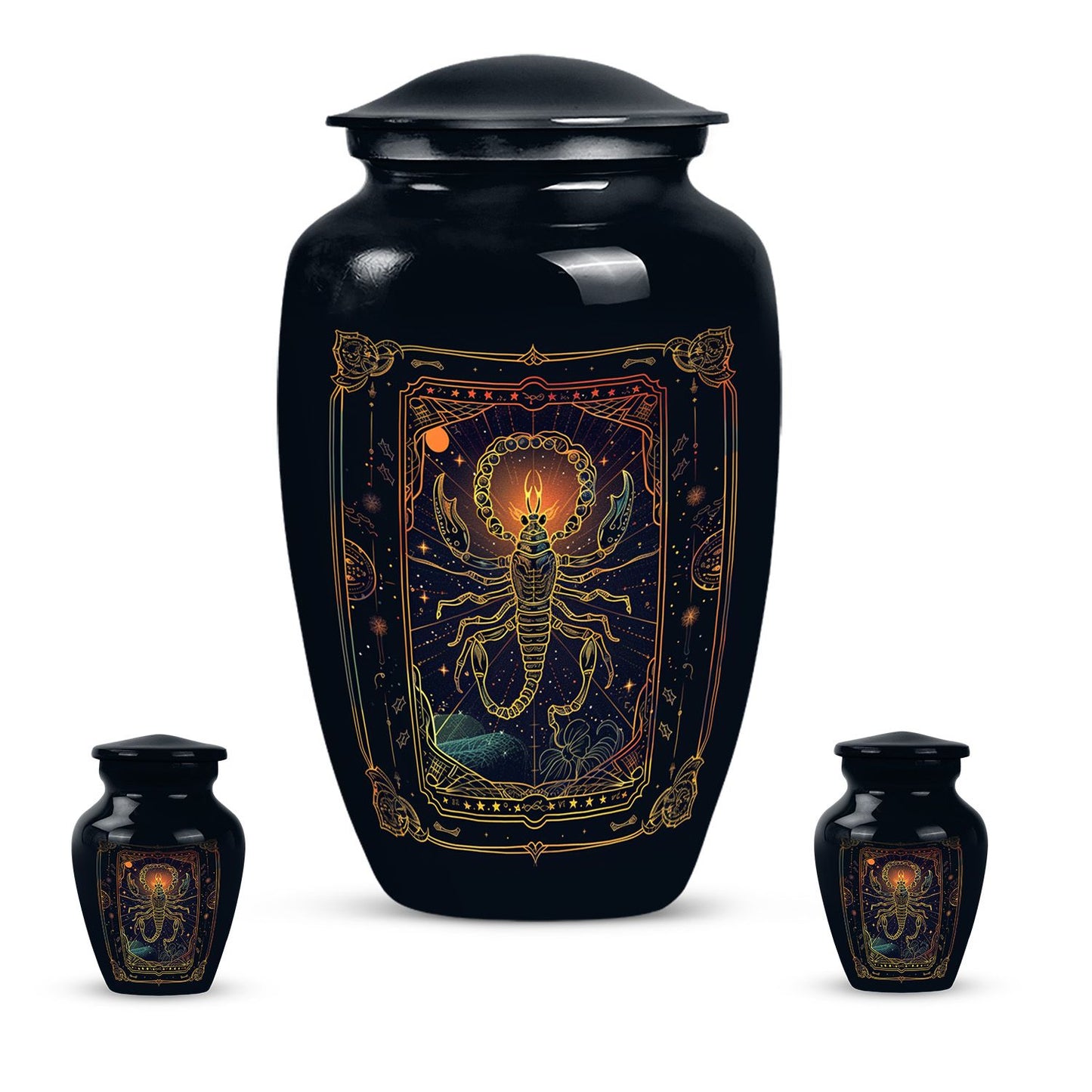 10-inch classic abstract design zodiac urn.