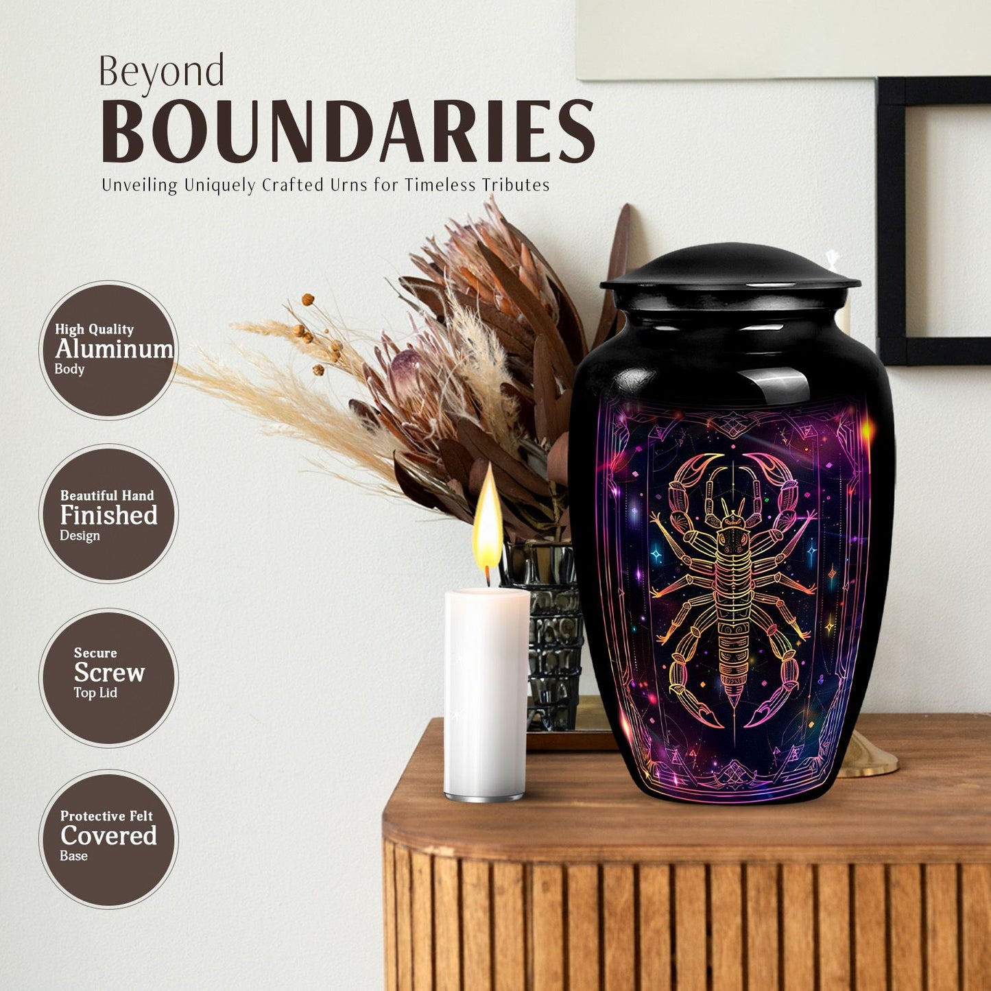 Classic 10-inch zodiac urn made of aluminium
