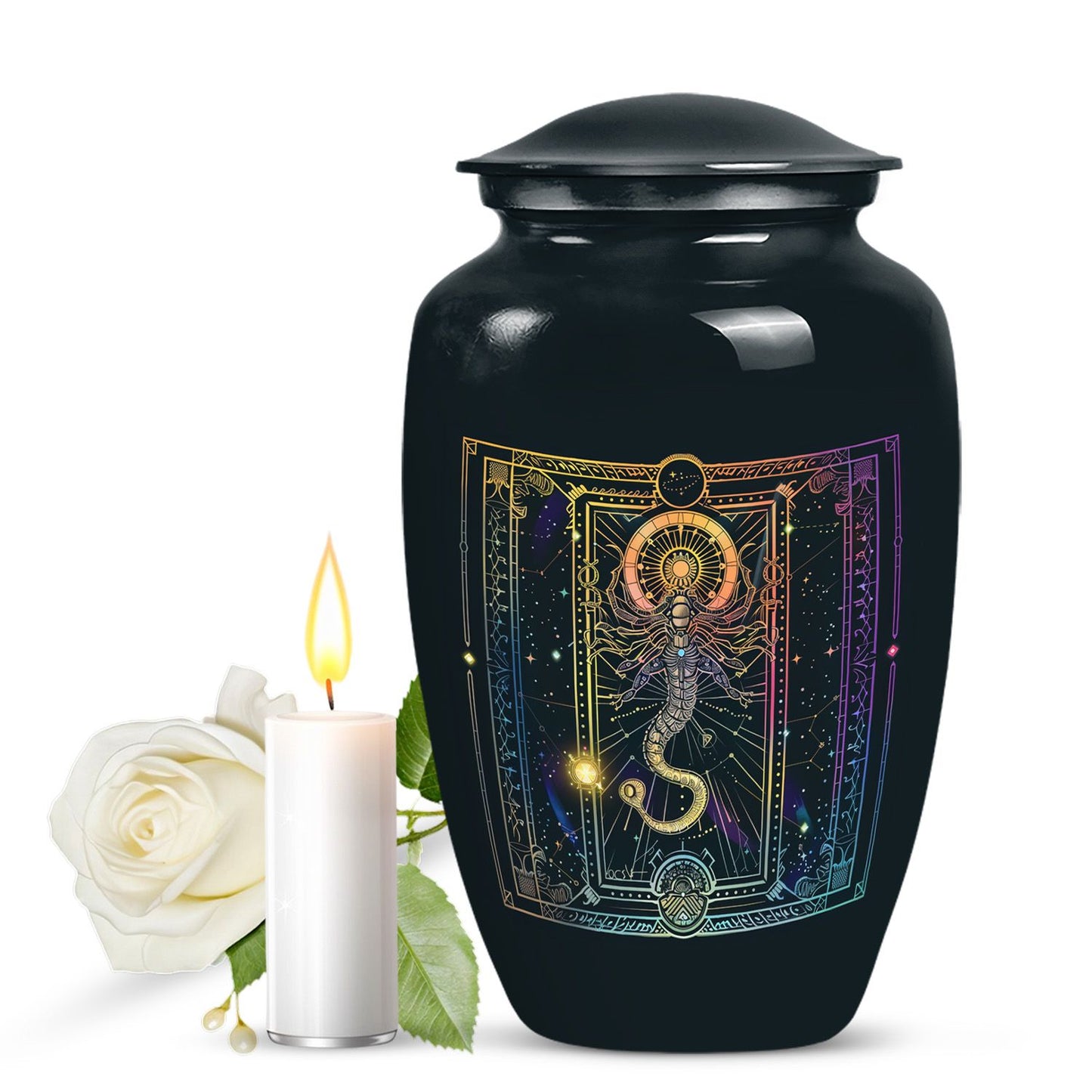 Abstract zodiac urn for adult female cremation ashes
