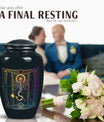 Abstract zodiac urn for adult female cremation ashes