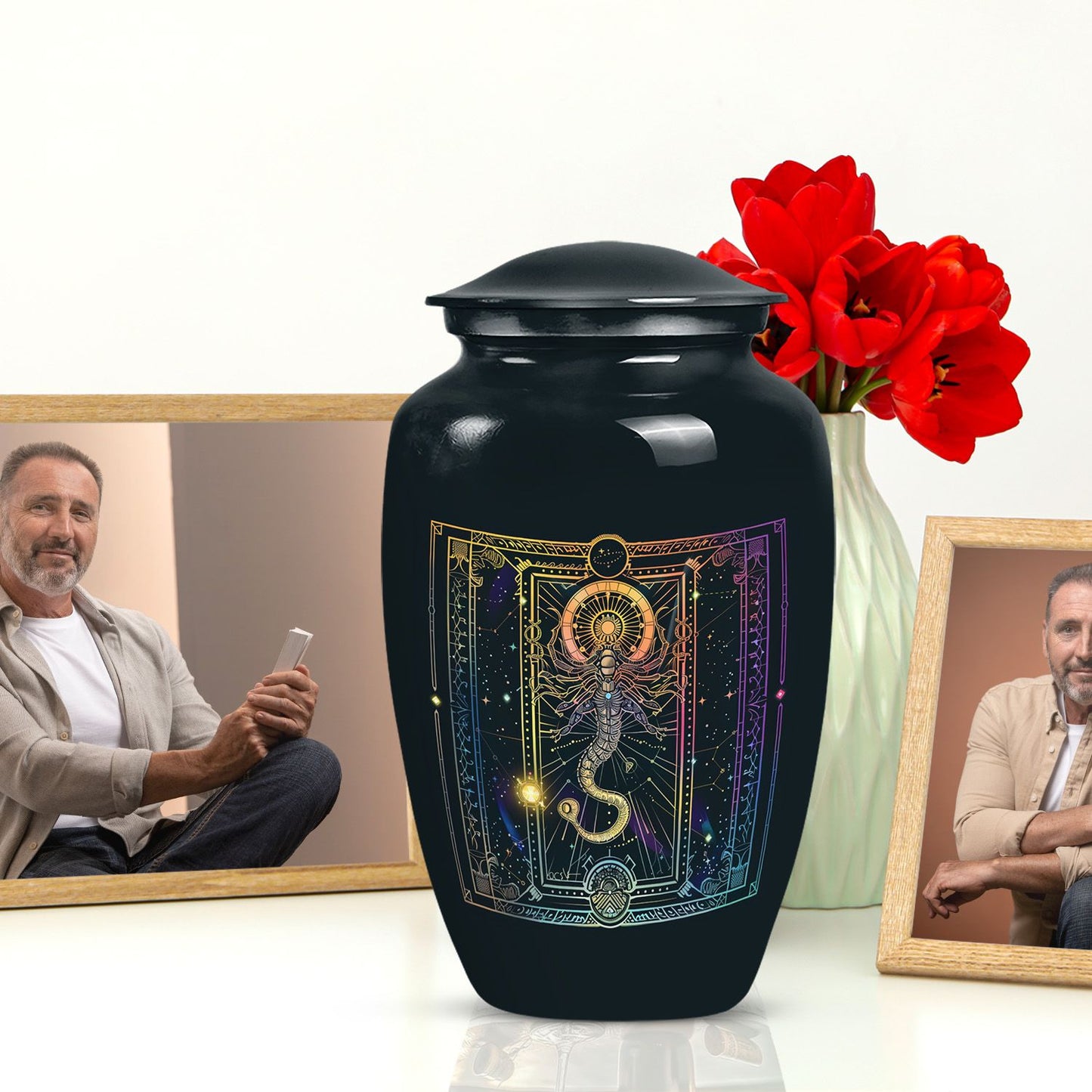 Abstract zodiac urn for adult female cremation ashes