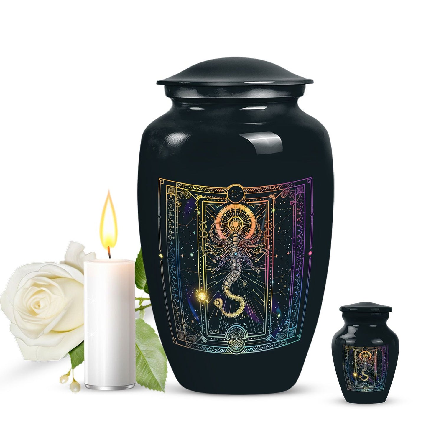 Abstract zodiac urn for adult female cremation ashes