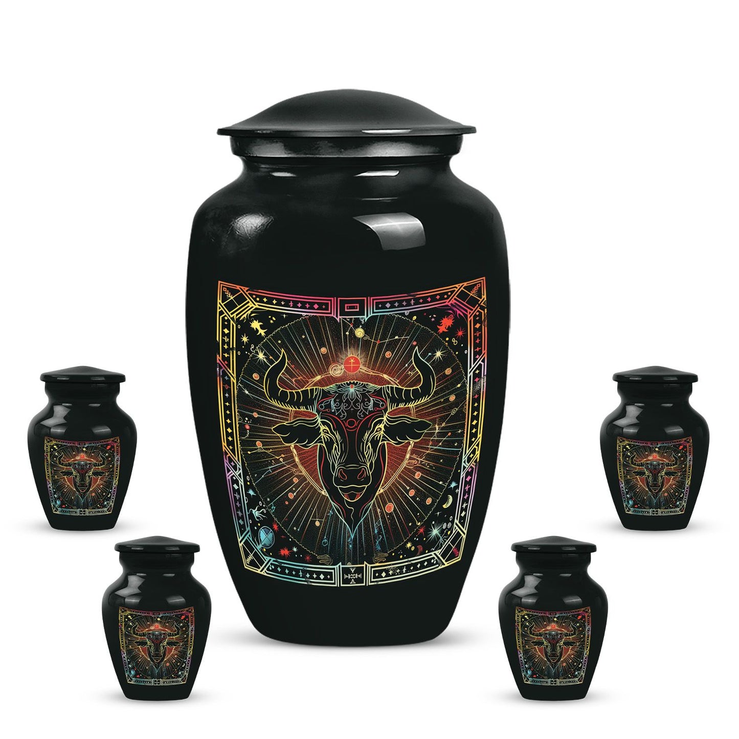 Classic abstract zodiac urn for burial ashes