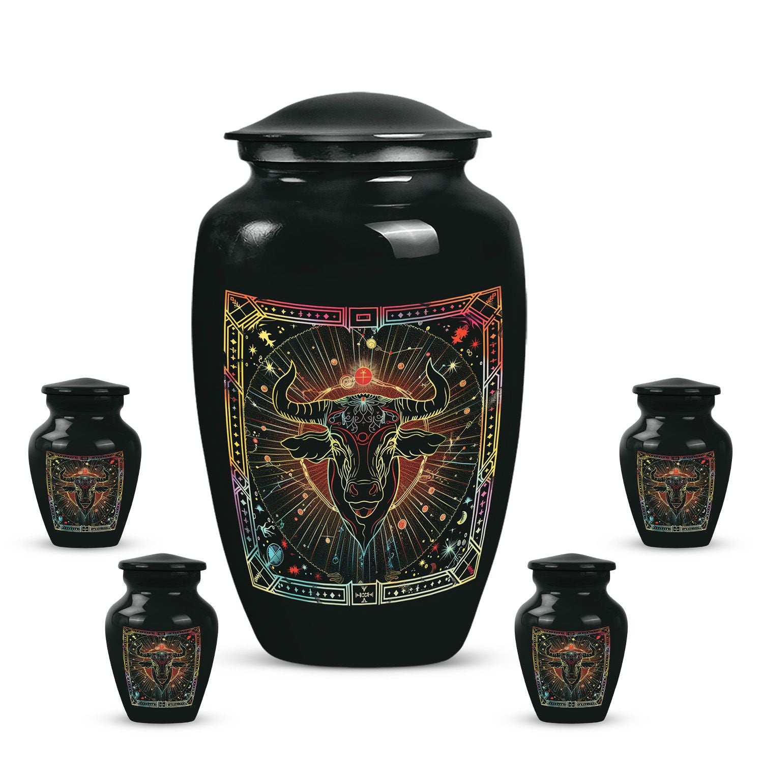 Classic abstract zodiac urn for burial ashes