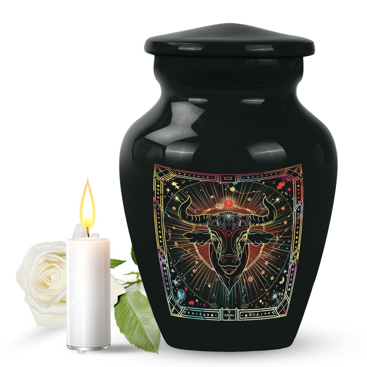 Classic abstract zodiac urn for burial ashes