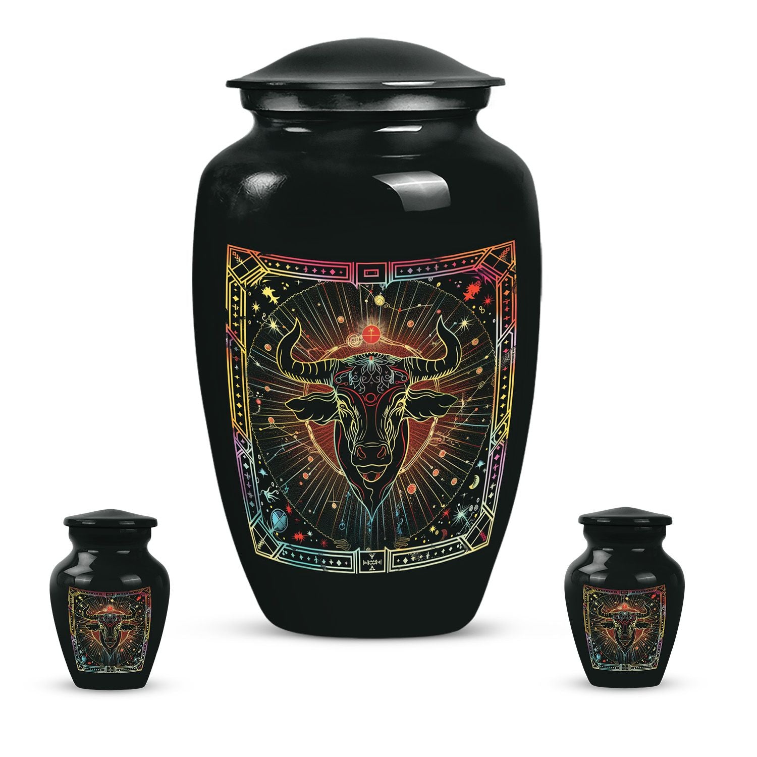 Classic abstract zodiac urn for burial ashes