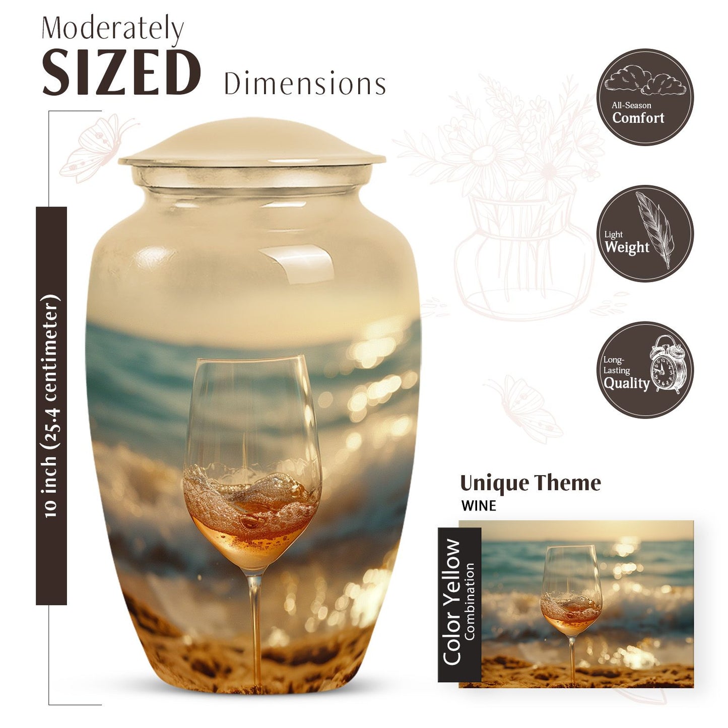 10 inch classic design wine urn for cremation