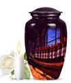 10-inch classic aluminum burial urn with abstract design,