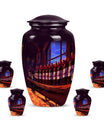 10-inch classic aluminum burial urn with abstract design,