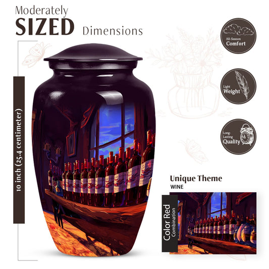 10-inch classic aluminum burial urn with abstract design,