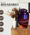10-inch classic aluminum burial urn with abstract design,