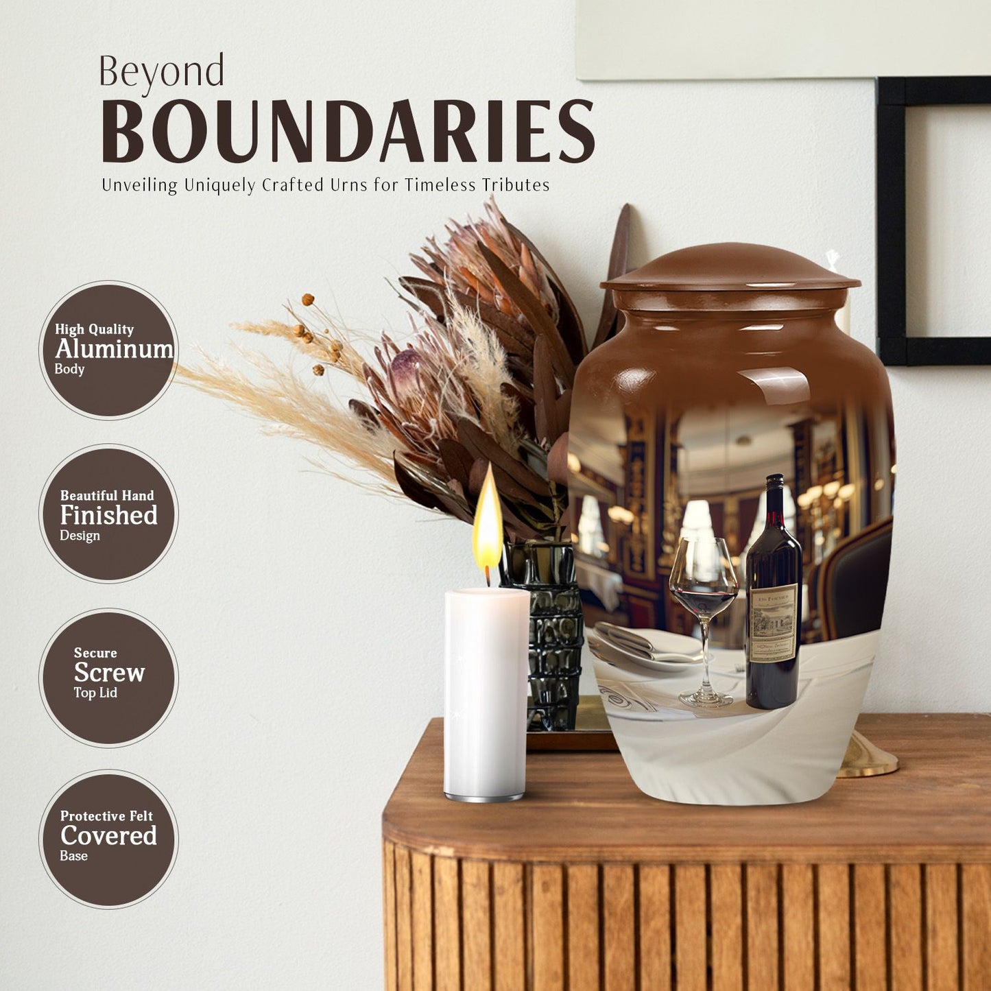 10 Inch classic aluminum wine urn.
