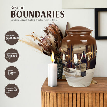 10 Inch classic aluminum wine urn.