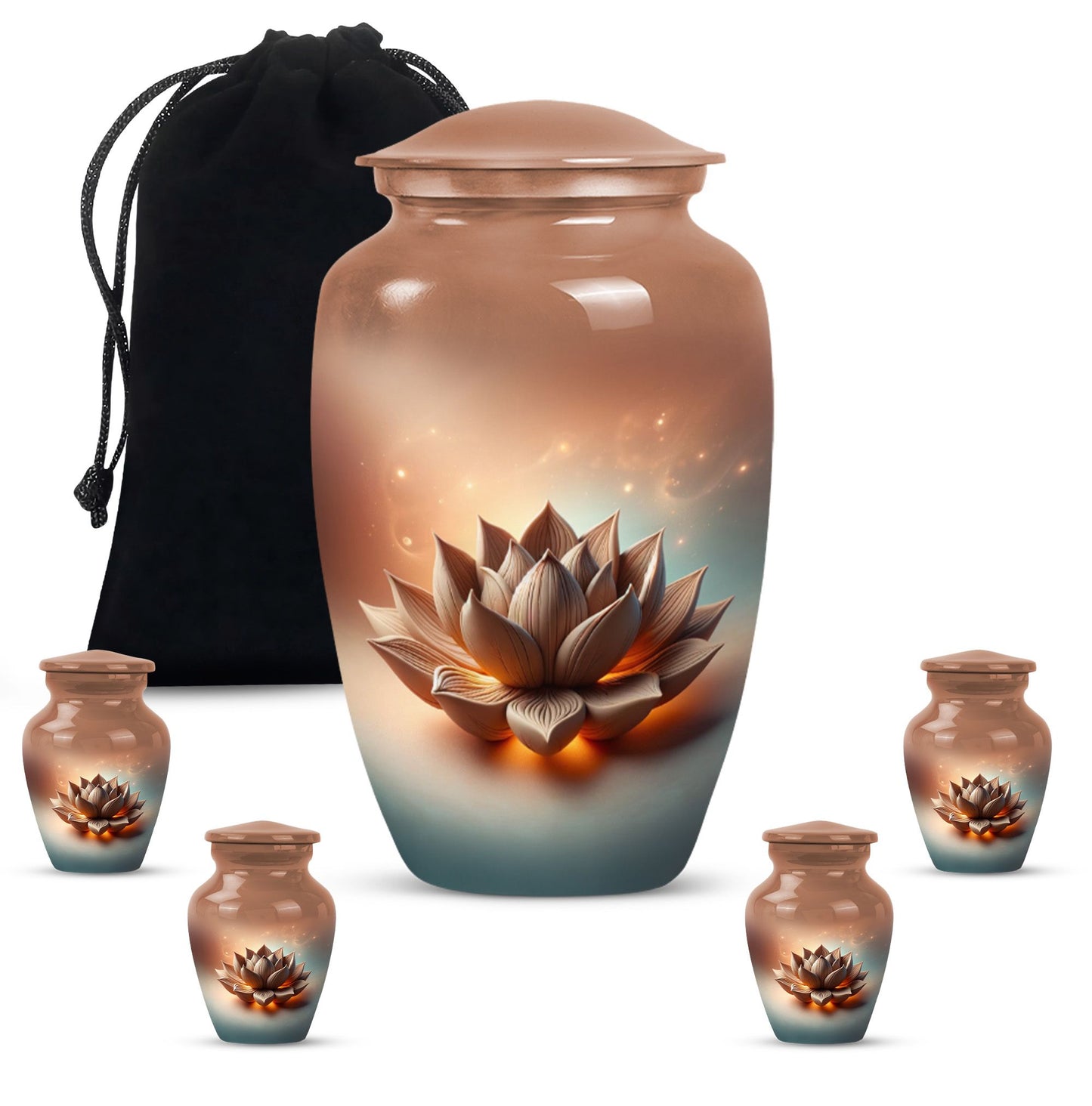 10-inch classic lotus urn for men's cremation urn