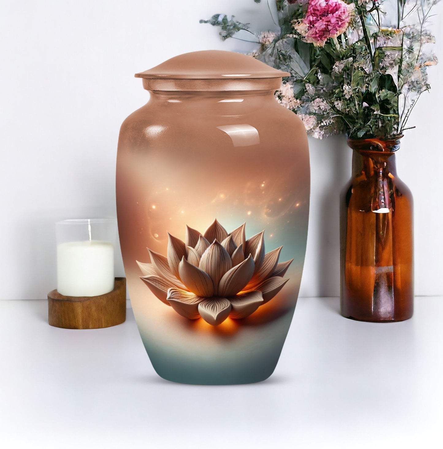 10-inch classic lotus urn for men's cremation urn
