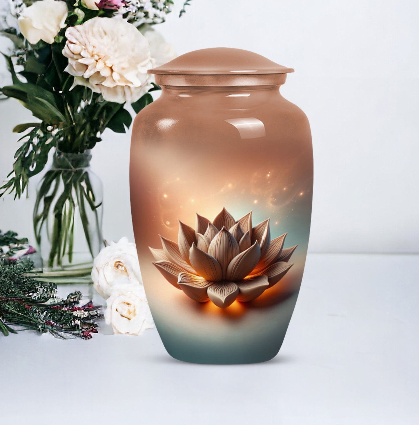 10-inch classic lotus urn for men's cremation urn