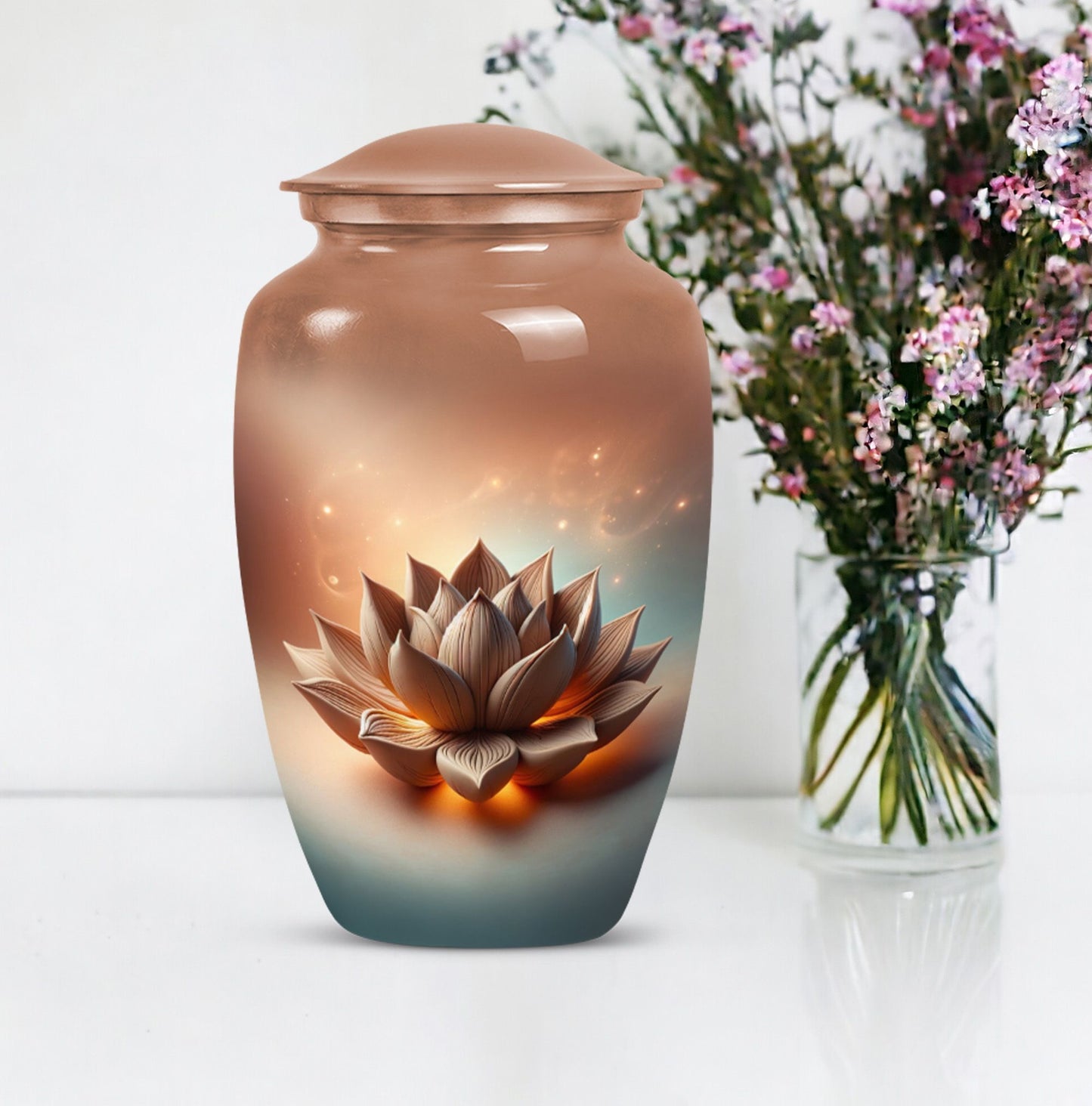 10-inch classic lotus urn for men's cremation urn