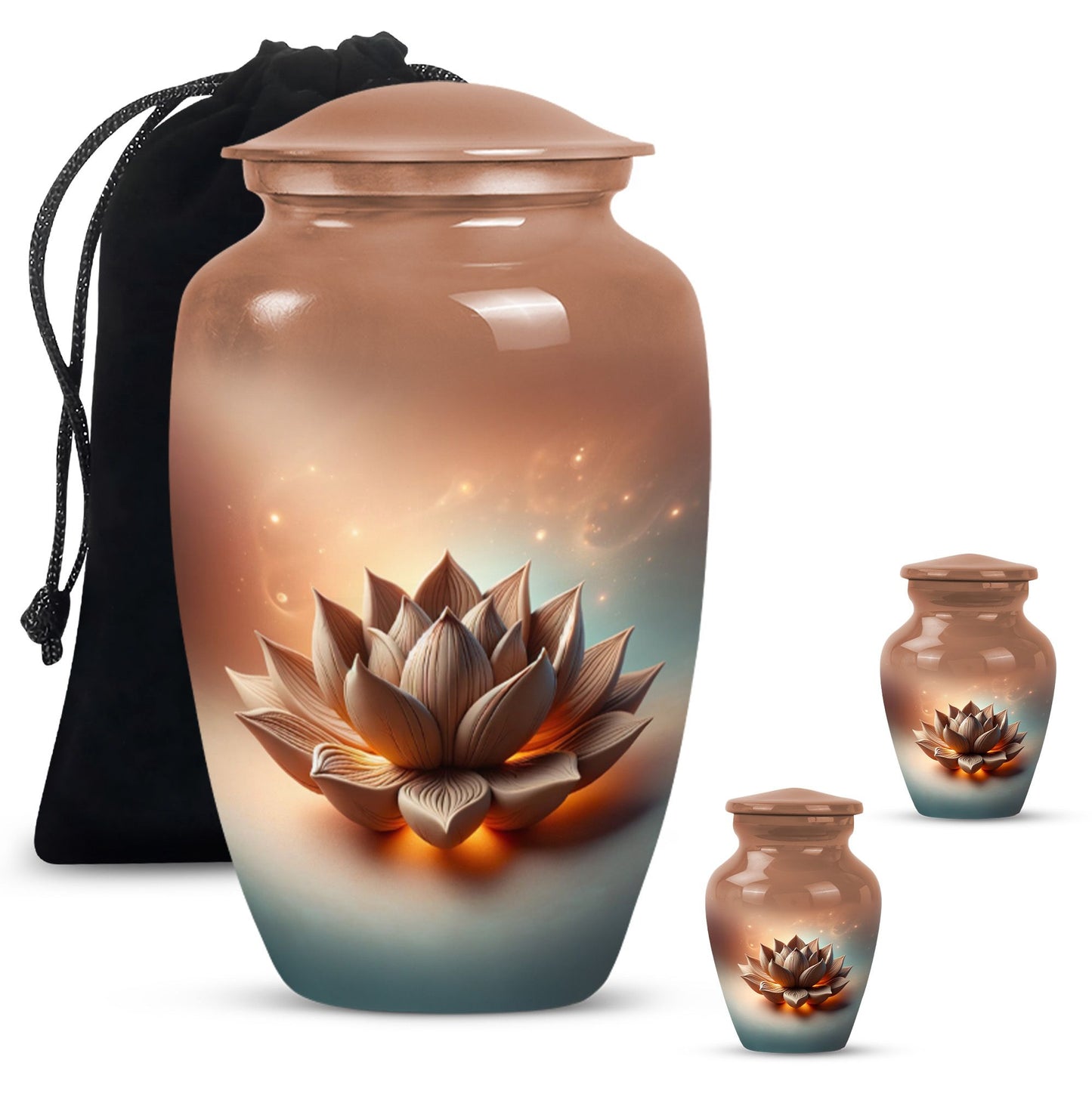10-inch classic lotus urn for men's cremation urn