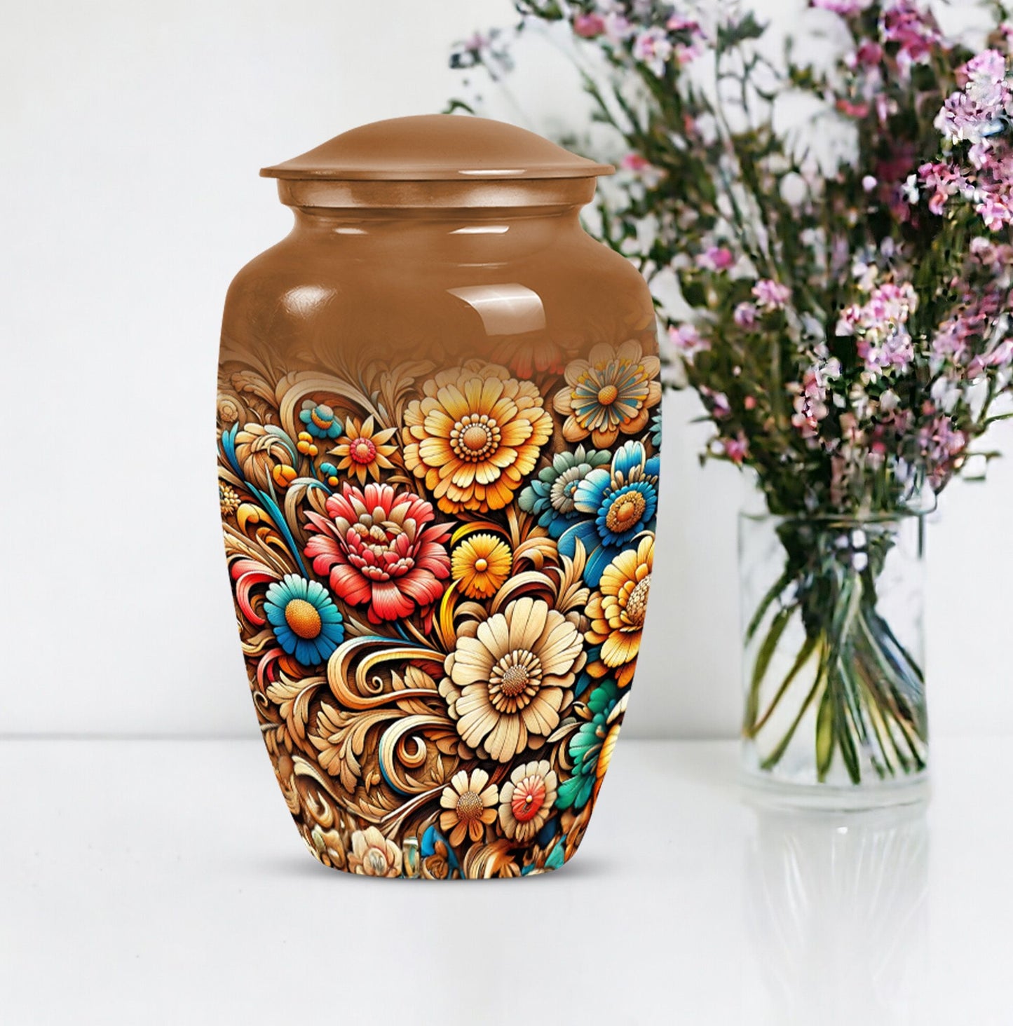 Classic Flowers Urn for cremation.
