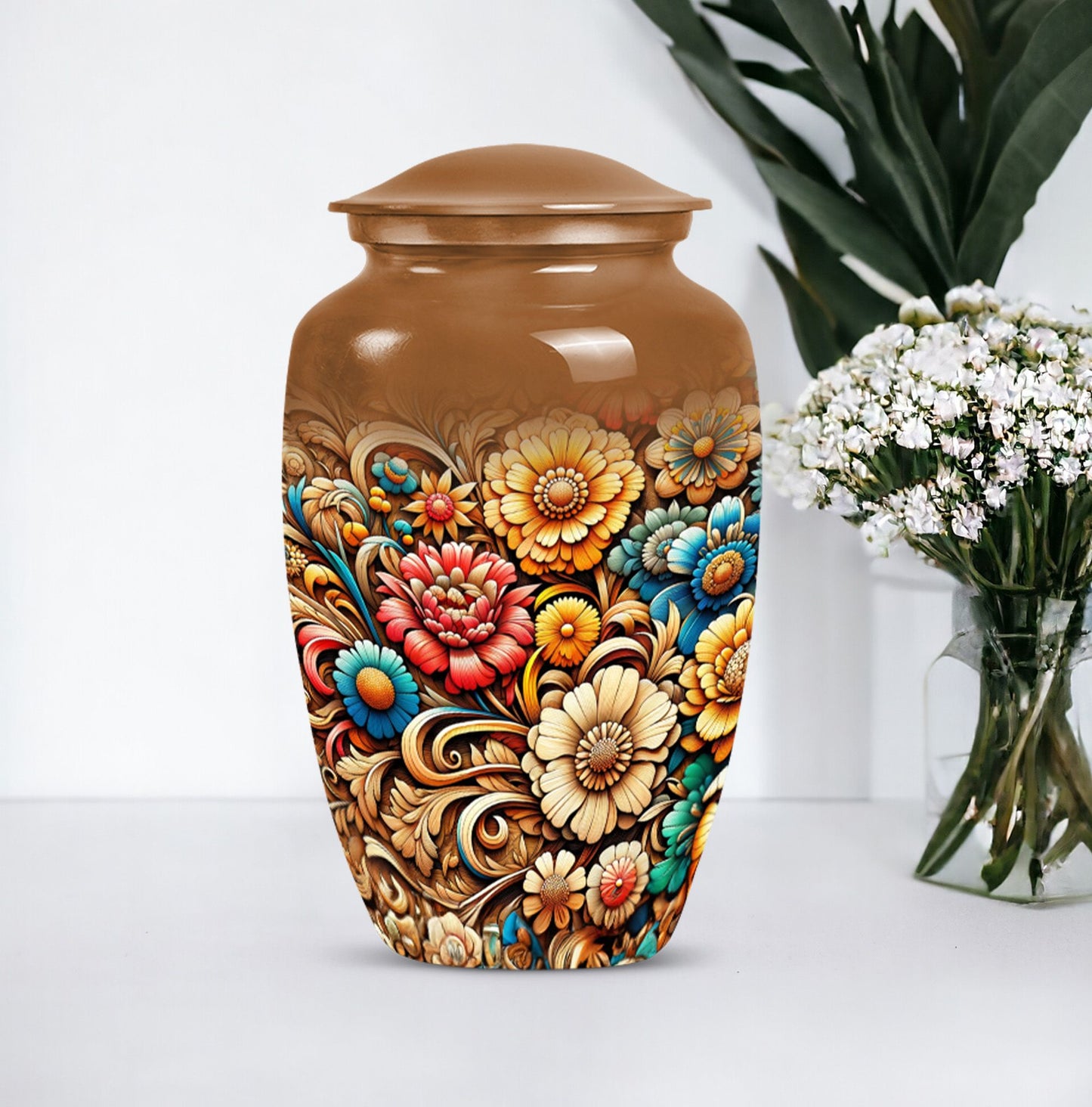 Classic Flowers Urn for cremation.