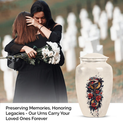 10-inch classic snake urn crafted from aluminum for adult male funeral or mom memorial