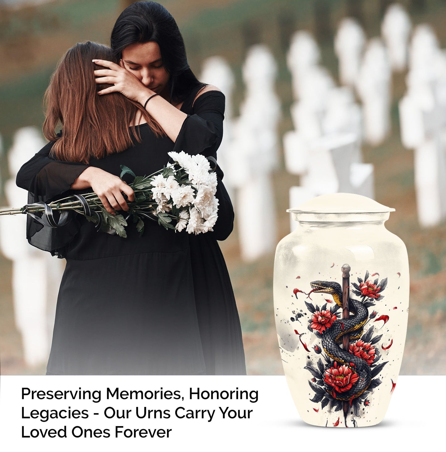 10 Inch Classic Snake Urn, memorial funeral urn 