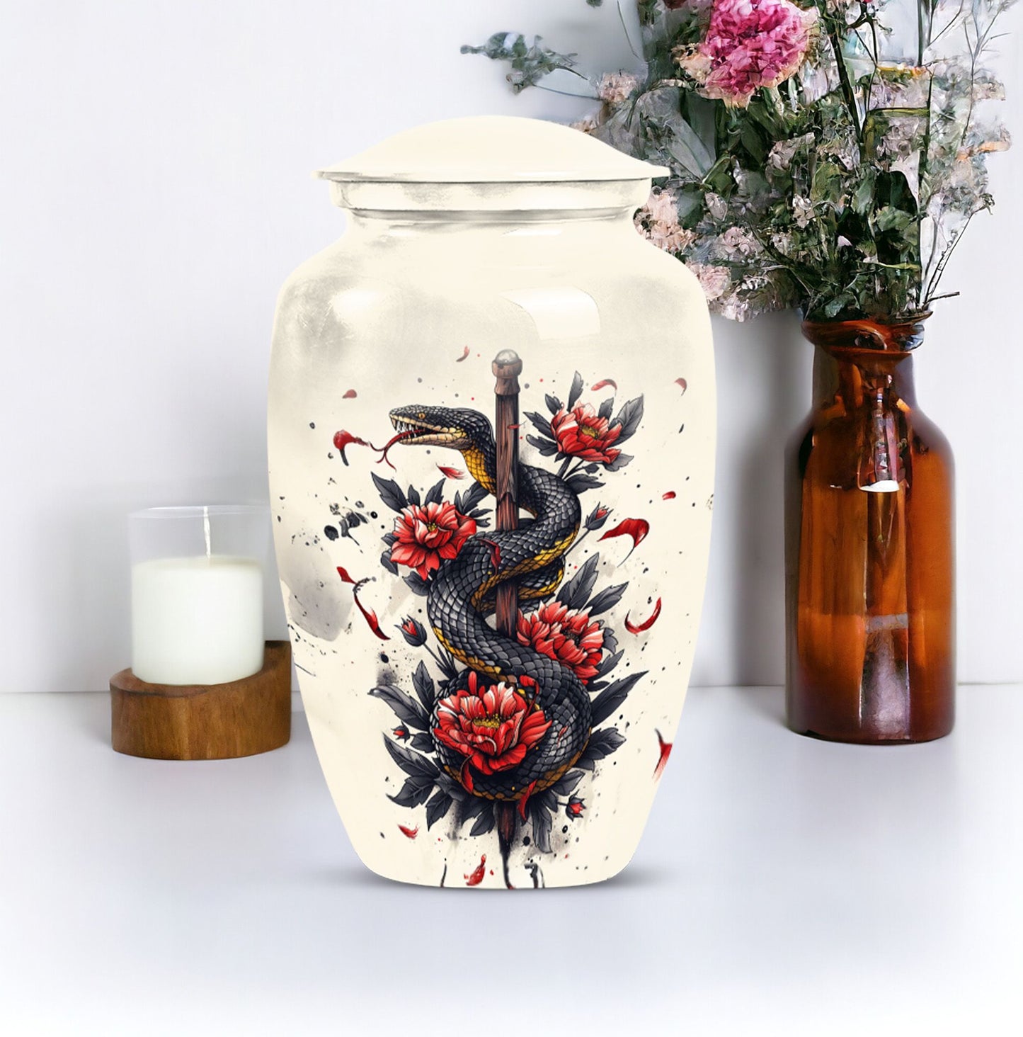 10 Inch Classic Snake Urn, memorial funeral urn 