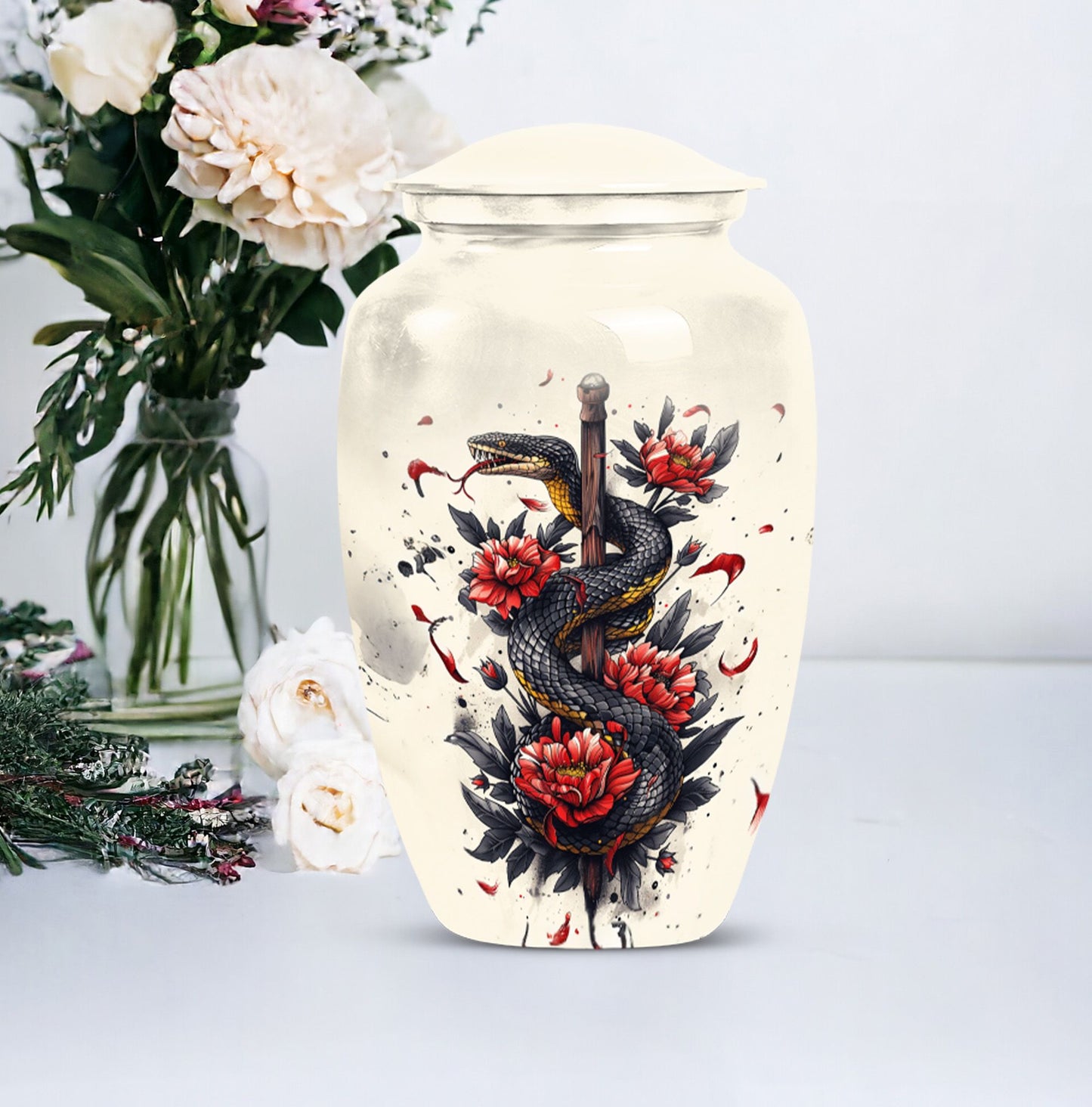 10 Inch Classic Snake Urn, memorial funeral urn 