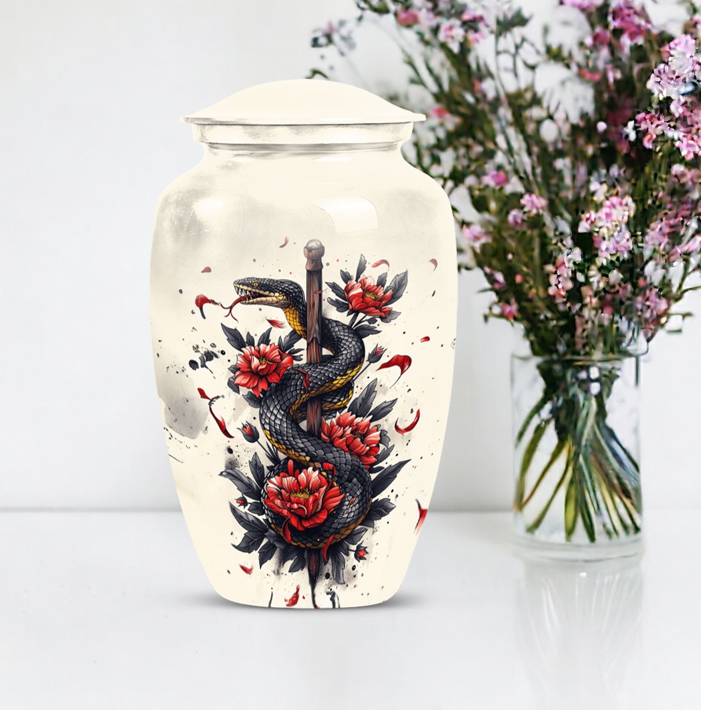 10 Inch Classic Snake Urn, memorial funeral urn 