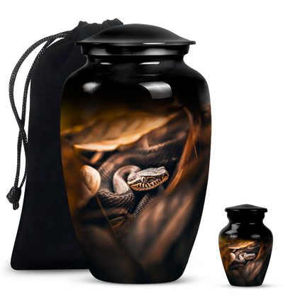 classic abstract snake urn, memorial human urn for ashes