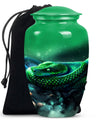 abstract aluminium snake urn for adult human ashes.