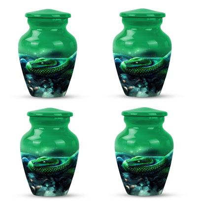 abstract aluminium snake urn for adult human ashes.