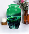 abstract aluminium snake urn for adult human ashes.