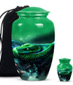 abstract aluminium snake urn for adult human ashes.
