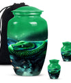 abstract aluminium snake urn for adult human ashes.
