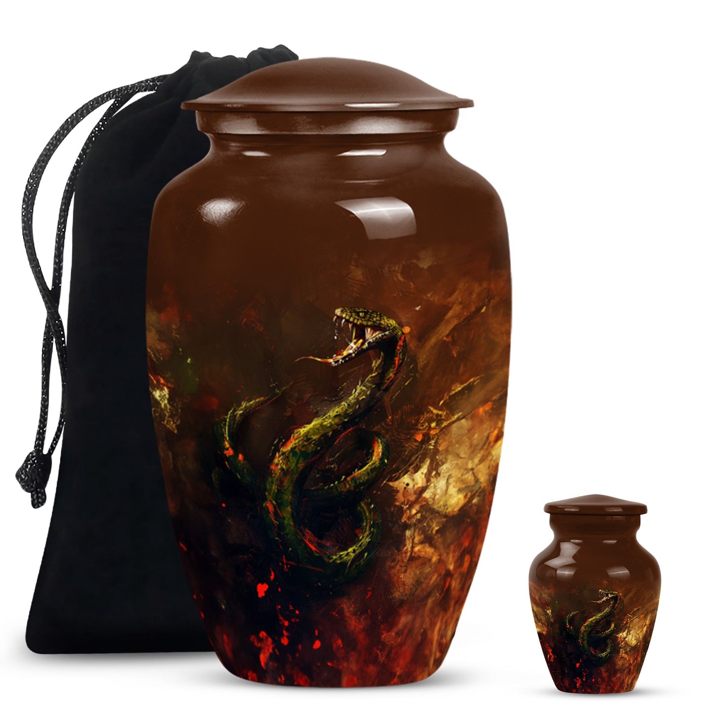 10 inch snake-themed urn for mom's ashes