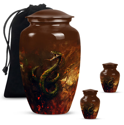 10 inch snake-themed urn for mom's ashes