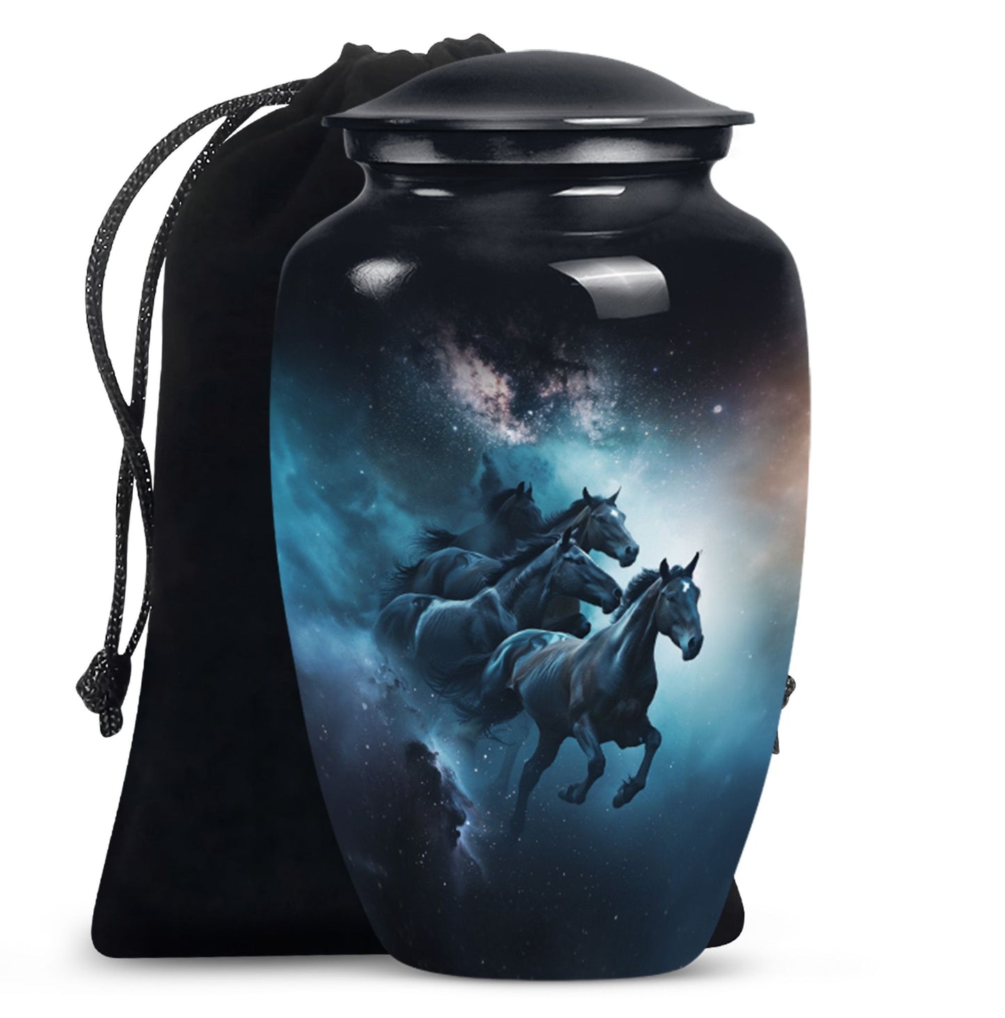 Classic 10 inch horse urn for dad's memorial.